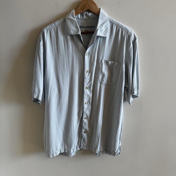 Tommy Bahama Men's L 100% Silk Camp Shirt Button Up Short Sleeve Pocket Relaxed - Picture 3 of 15